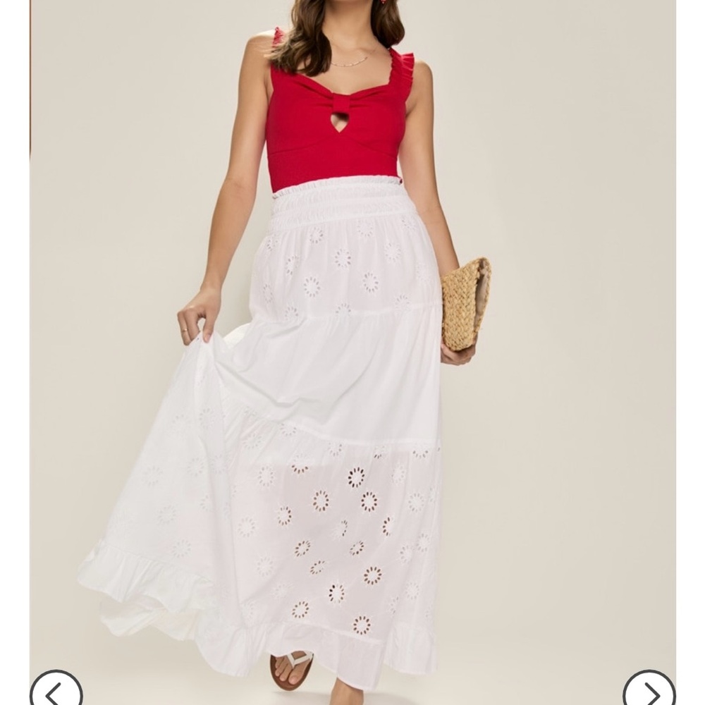 Francesca's Collections White Eyelet Maxi Skirt